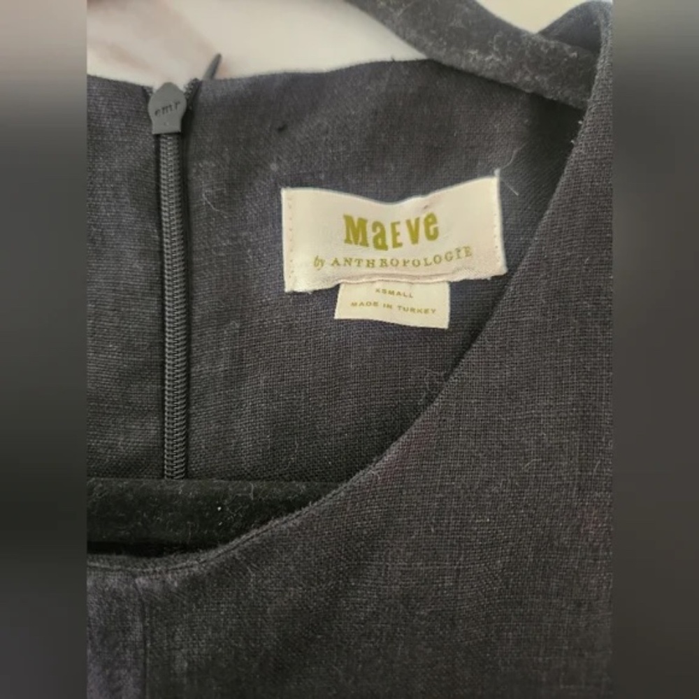 Maeve by Anthropologie Melbourne Swing Dress Black Sleeveless linen mini - Picture 7 of 11
